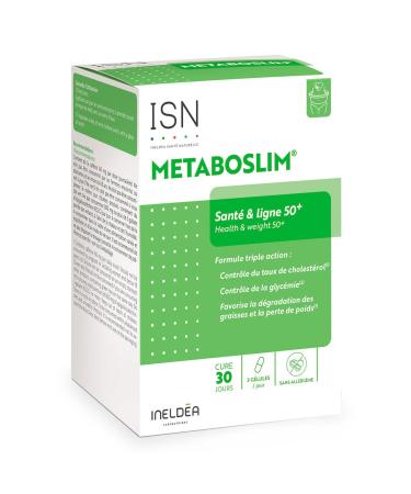 ISN | Metaboslim | Promotes Weight Loss | Blood Glucose and Cholesterol Control | Synergized Plant Extract | Clinically Proven Action | Allergen-Free | 30 day treatment | 90 Capsules
