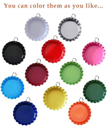 100 Double Sided Silver Flattened Bottle Caps with Split Ring - Wholesale Crafts Pendants Necklaces Jewelry - Buy Online on GoSupps.com