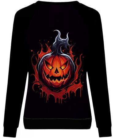 Halloween Costumes Printed Fashionable Casual Long Sleeved Zipper Round Neck Hoodies Sweater Tops Ladies Sweat Orange Large - Buy Online on GoSupps.com