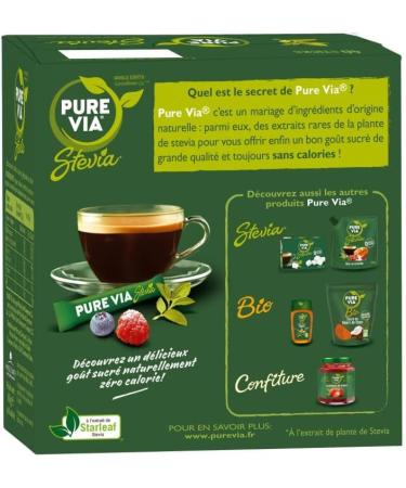 PURE VIA - Box of 40 sticks Stevia Powder Zero Calorie - Buy Online on GoSupps.com