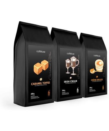 Caffeluxe Medium Roast Flavoured Ground Coffee Beans 100% Arabica Filter Coffee - Irish Cream Caramel Toffee & Cr me Br l e - 3x 250g - Buy Online on GoSupps.com