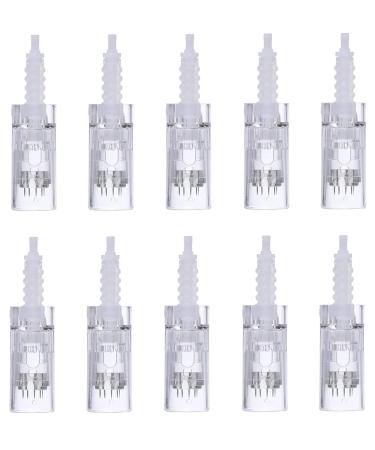 12 Pins Microneedling Pen Replacement Cartridges 10 Pcs - Derma Auto Pen Bayonet Slot Cartridges for Dr Pen M5 / M7 / N2, Angel Kiss A9 / S65 / K3892, Disposable Replacement Accessories