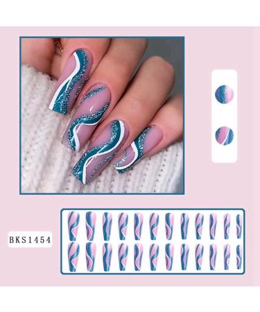 Kochenty 24 Pieces Colorful Ballet False Nails Tips Detachable Press Nails European and American Wear Nail Patch - Buy Online on GoSupps.com
