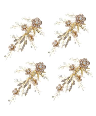 Beaupretty Gold Hair Pin Crystal Headgear vintage Zinc alloy temperament copper wire bride flower hairpin girls hairpin crystal headpiece women's hair s hairpin frosted side Hair