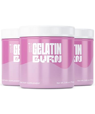 Gelatin Burn Natural Powder Supplement with Vitamins Minerals & Botanical Extracts Non-GMO Easy to Mix USA Made 2.65Oz 75g 30 Servings 3 Month Supply 2.65 Ounce (Pack of 3)