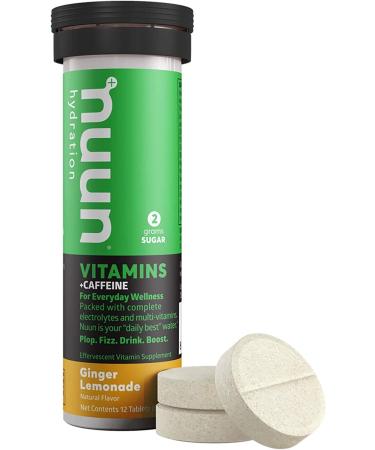 Nuun Vitamins + Caffeine: Ginger Lemonade Daily Supplement (3 Tubes, 36 Tabs) - Boost Energy & Hydration - Buy Online on GoSupps.com