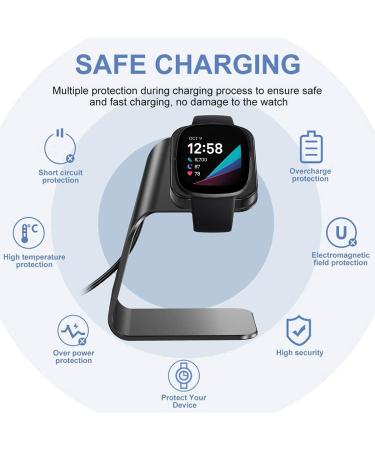 CAVN Charger Dock Compatible with Fitbit Versa 4/Versa 3/Sense 2/Sense  Replacement Charger Stand Charging Cable Station Cradle with 4.2ft USB Cord for Sense 2/Sense/Versa 4/3 Smartwatch (Black) - Buy Online on GoSupps.com
