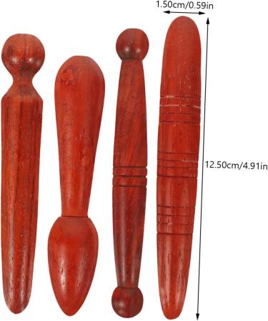 Coolhiya 4-Piece Acupuncture Rod Hand Massager - Wooden Thai Massage Tools & Body Roller for Ultimate Relaxation - Buy Online on GoSupps.com