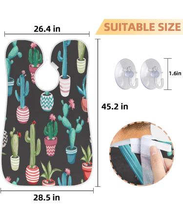 Beard Bib Apron for Men | Non-Stick Waterproof Hair Catcher | Grooming Cape with Watercolor Cactus Flower - Buy Online on GoSupps.com