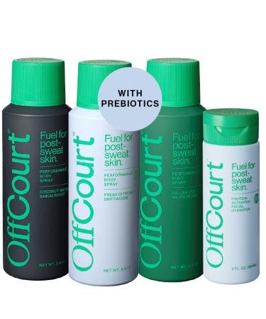 OffCourt - Deodorant Body Spray 3 Pack in Scents of Sandalwood Citrus and Fig Leaves Bundled with Facial Moisturizer