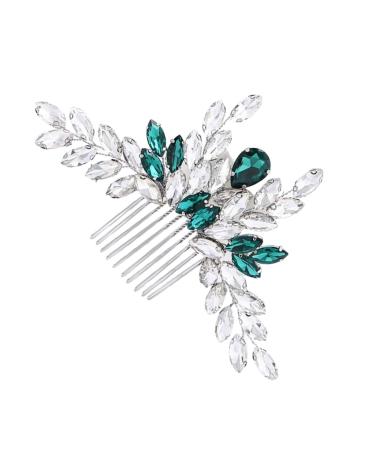 MAGICLULU Bridal Comb Bridal Hair Accessories Bride Hair Insert Comb Wedding Hair Comb Bride Rhinestone Hair Comb Bride Hair Comb Green Hair Accessories Hair Side Comb