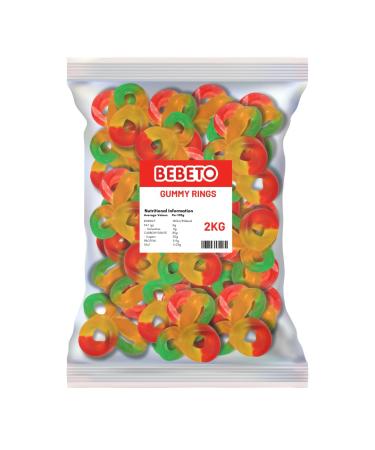 Bebeto Bebeto Oily Rings 2 kg | Fruit-Flavored Jelly Candies | Soft and Chewy Treats | Halal Certified Bulk Bag