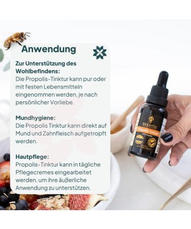 Buy Bee & You Propolis Tincture 20% (30ml) - Rich in Polyphenols & Flavonoids for Muesli & Yoghurt | International Shipping Available - Buy Online on GoSupps.com