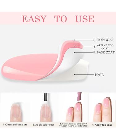 Gel Nail Polish Set for French Manicure White Nude Pink Jelly Gel Nail Polish Gel Liner Nail Polish Painted French Tips Gel Nail Design Soak off UV/LED Jelly Gel Polish for Women DIY French Manicure - Buy Online on GoSupps.com
