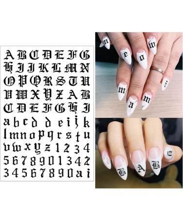 Letter Nail Art Stickers Number Nail Decals Nail Art Supplies Old English Alphabet Nail Sticker Designs Holographic English Font Letters Stickers for Acrylic Nails Decorations (8 Sheets) A2 - Buy Online on GoSupps.com