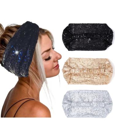 GORTIN Sequins Headbands Wide Headband Sparkle Twist Turban Head Wraps Rave Party Headpieces Stretchy Knotted Hair Bands Nightclub Head Band Glitter Hair Accessory for Women and Girls - Buy Online on GoSupps.com
