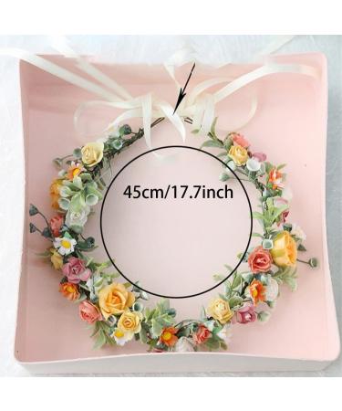 Buy Yellow Flower Crown Headband - Artificial Floral Wreath & Hair Garland for Brides | International Shipping - Buy Online on GoSupps.com