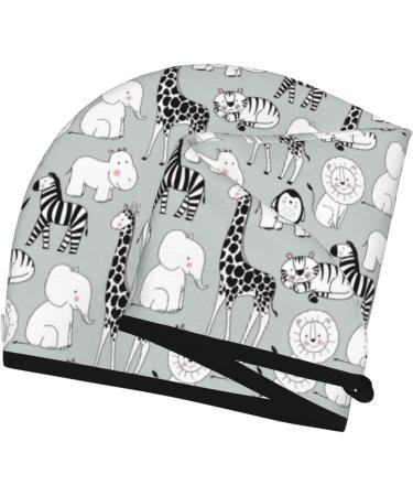 Hair Towel Wrap - Quick-Dry Hair Turban with Button | African Animals Design - Perfect for Easy Hair Drying - Buy Online on GoSupps.com