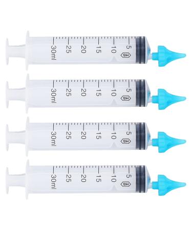EATC Ear Irrigation Syringe Extended Head Ear Syringe Portable Wax Remover 20ml 30ml Soft Tip 4 Pieces for