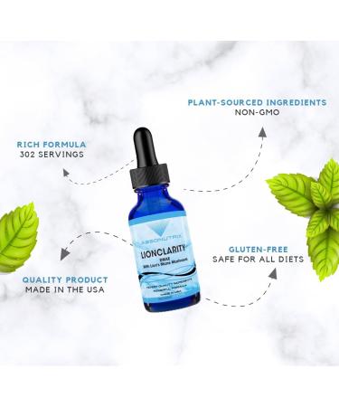 Absonutrix LionClarity Dmae with Lions Mane Mushroom Liquid 390 mg 4 FL Oz Liquid 302 Servings Made in USA Plant-Based Ingredients DMAE Lion s Mane Huperzine A Green Tea Extract Non-GMO - Buy Online on GoSupps.com