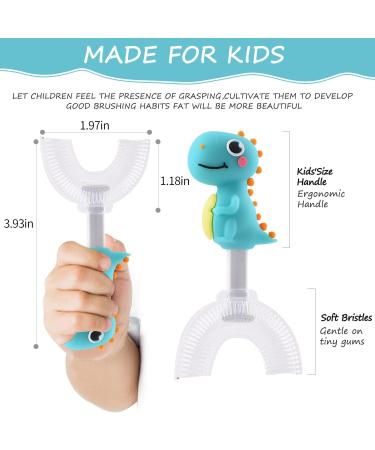 Kids U Shaped Cartoon Training Toothbrush | Age 2-6 | Food Grade Soft Silicone | 360 Oral Teeth Cleaning Design | Blue - Buy Online on GoSupps.com
