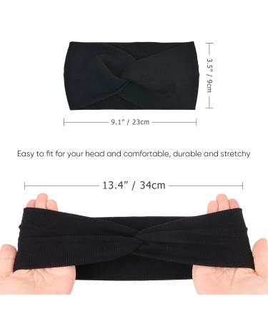 DRESHOW 4 Pack Girls Turban Headbands for Women - Wide Knotted Elastic Headwraps for Yoga Workout - Solid Color Hair Accessories - Buy Online on GoSupps.com