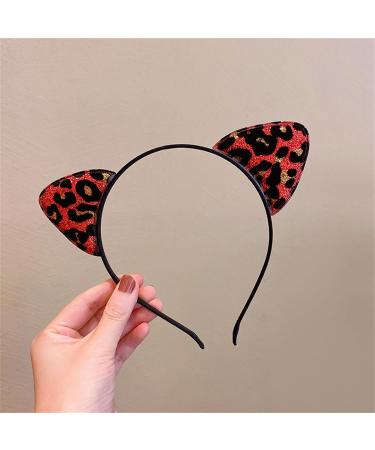 amangul Cute Leopard Print Animal Ear Headband Hair Clip Costume Supplies for Teenager Girl Adults Women Costume(Dark Brown) - Buy Online on GoSupps.com