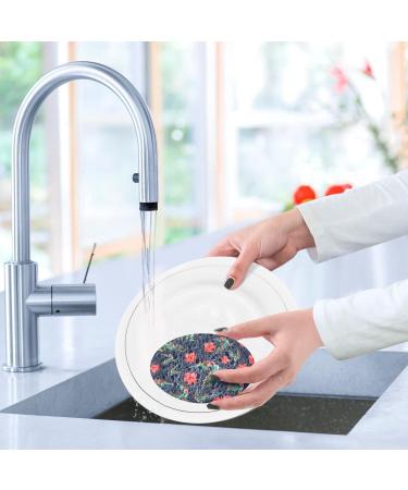 3-Pack Cleaning Kitchen Sponges Oval Red Flowers Hummingbird Kitchen Cellulose Dishwashing Wood Pulp Cotton - Buy Online on GoSupps.com