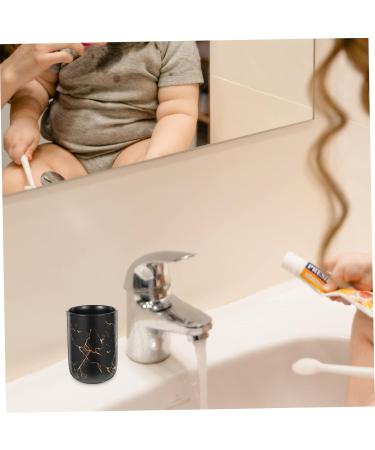 Warmhm 2-Piece Practical Tooth & Mouth Wash Worktop Basin Set - Black Makeup & Bathroom Cup - Ideal for Cups Water Razor - 11x7.7cm - Buy Online on GoSupps.com