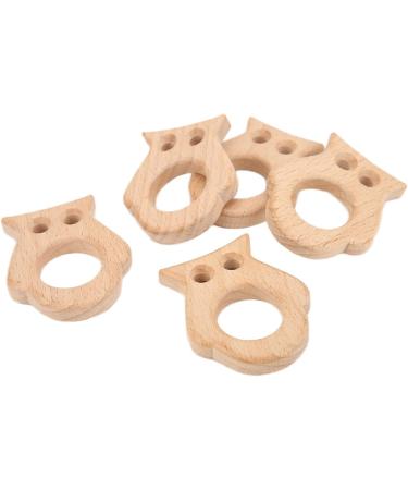 5Pcs Baby Teethers Owl Wooden Chewing Ring | Non-Toxic Robust DIY Jewelry Accessories & Baby Bite Stick - Buy Online on GoSupps.com
