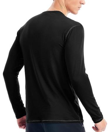 Zengjo Men's Long Sleeve Athletic Base Layer Shirt - Lightweight Undershirt | X-Small, Black - Buy Online on GoSupps.com