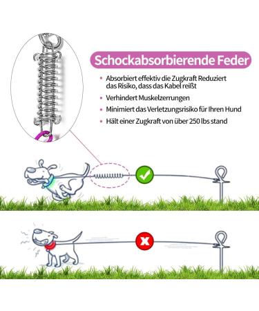 Mi Metty 50ft Dog Tie Out Leash with Shock-Damping Spring - Durable Linen for Medium to Large Dogs - Perfect for Courtyards - International Shipping Available - Buy Online on GoSupps.com