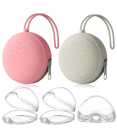 5 pieces of pacifier box 2 pieces silicone pacifier storage and 3 pieces transparent plastic pacifier boxes portable dustproof pacifier box silicone pacifier storage box baby pacifier bag set C+3PCs