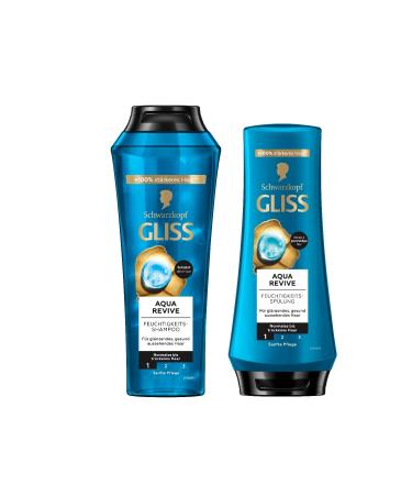 Gliss Kur Gliss Aqua Revive Shampoo (250ml) Hyaluronic Acid & Seaweed Shampoo Aqua Revive Moisturizing Shampoo & Conditioner (200ml) Conditioner with Hyaluronic Complex