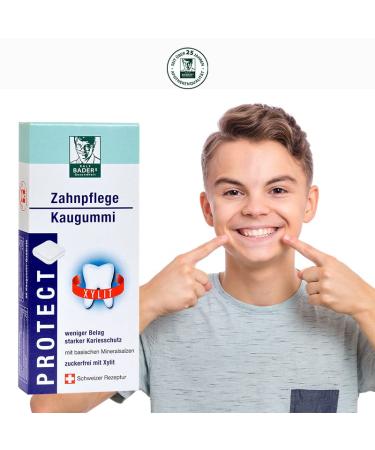 Baders Protect Dental Care Cup | Sugar-Free 100% Xylitol Gum | Less Plaque & Whiter Teeth | 3 Pack of Mint Chewing Gum Squares (60 Pieces) - International Shipping - Buy Online on GoSupps.com