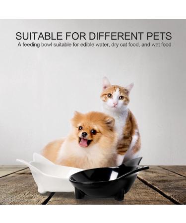 Non Slip Cat Food Bowl - Stress Relief for Whisker Fatigue - Wide Shallow Design - Safe Food-grade Material - Black+White - Buy Online on GoSupps.com