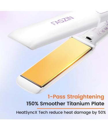 Professional Titanium Hair Smooth Iron 42mm Plates Negative Ion 30s Fast Heating 11 Adjustable Temperatures (130-230 ) - White - Buy Online on GoSupps.com
