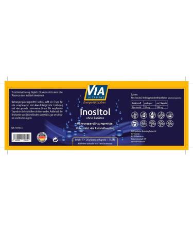 Buy Pure Myo Inositol 500mg - Vegan Inositol 120 Capsules | German Quality No Additives - International Shipping Available - Buy Online on GoSupps.com