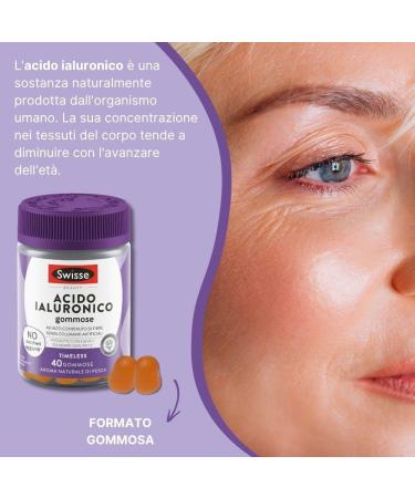  Swisse SWISSE Beauty - Hyaluronic Acid Gummies Women's and Men's Supplements 40 Rubber Pads Food Supplement Peach Taste Suitable for Vegan Food - Buy Online on GoSupps.com
