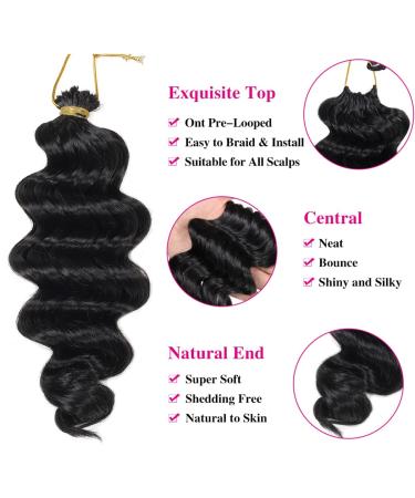 Ocean Wave Crochet Hair 14 Inch 6 Packs - Deep Wave Crochet Braids for Black Women - Synthetic Braiding Hair Extensions (1B) - Buy Online on GoSupps.com