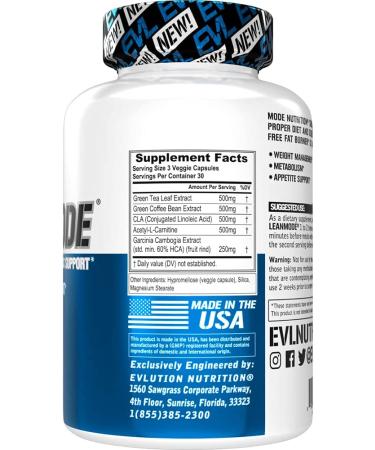 Evlution Nutrition Lean Mode - Stimulant-Free Weight Loss Support with Green Coffee, Carnitine, CLA, Green Tea, Garcinia Cambogia - 30 Servings - Buy Online on GoSupps.com