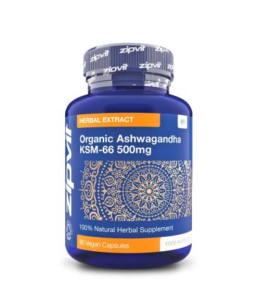 Organic Ashwagandha 500mg KSM 66 90 Vegan Capsules High Strength Herbal Ashwagandha Root Extract for Stress Relief and Anxiety