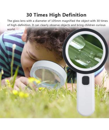 Magnifiers Magnifying Glass with Light 30X Handheld Large Magnifying Glass 12 Led Illuminated Lighted Magnifier Compatible with Macular Degeneration Seniors Reading Soldering in - Buy Online on GoSupps.com