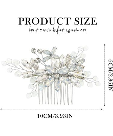 Zoestar Bridal Wedding Hair Comb Silver Rhinestone Headpiece Bridal Pearl Hair Accessories for Women and Girls - Buy Online on GoSupps.com