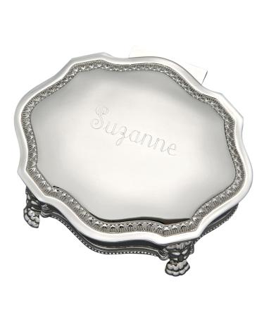 Victorian Style Scroll Non Tarnish Nickel Hinged Jewelry Box