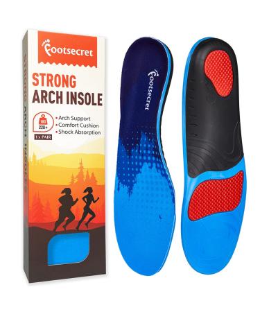 Heavy Duty Strong Arch Support Insoles for 220lbs Flat Feet Men Women  Plantar Fasciitis Pain Relief Orthotic Shoe Inserts L: Men 11-12.5/Women 12-13.5 Blue