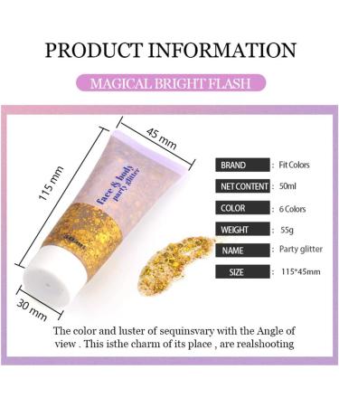  Uposao Body Glitter Gel Mermaid Glitter Liquid Eyeshadow Long Lasting Waterproof Glitter Cosmetic Face Hair Nail Body Lotion for Festival Party Makeup Decoration 50ml - Buy Online on GoSupps.com