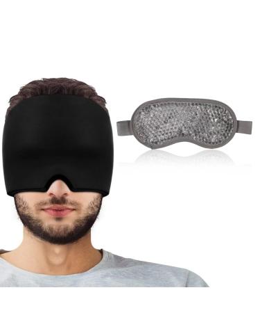 KAYEF 2-Piece Migraine Mask and Eye Mask Migraine Hat and Eye Mask Cooling Headache Mask and Cooling Eye Mask Reusable for Migraine Relief