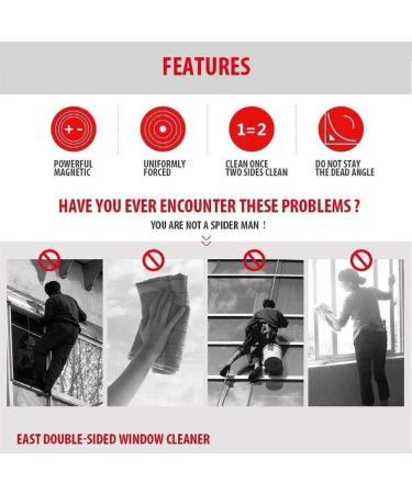 Adjustable Magnetic Wiper for Household Glass Cleaning: Double-sided Brush with Sliding Scraper for 5-23mm Single and Double Windows - Buy Online on GoSupps.com