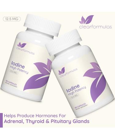 ClearFormulas Iodine 12.5mg - High Potency Supplement for Thyroid Health - 90 Capsules - Buy Online on GoSupps.com